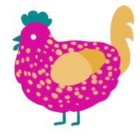 A fuchsia and honey chicken with a speckle pattern