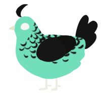 A mint and black chicken with a half-lace pattern