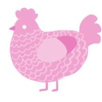 A pink chicken with a lace pattern