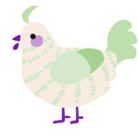 A cream and gluppy chicken with a bar pattern