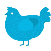 A cerulean chicken with a lace pattern