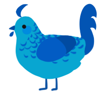 A cerulean and ultramarine chicken with a half-lace pattern