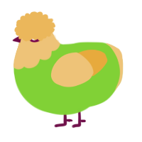 A grass and honey chicken with a head pattern