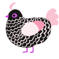A sable and rose chicken with a lace pattern
