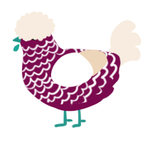 A wine and cream chicken with a lace pattern