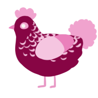 A maroon and pink chicken with a half-lace pattern