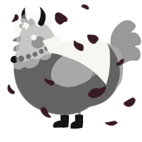 A sapphire and blurple chicken with a head pattern