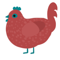 Redred, a red chicken with a speckle pattern