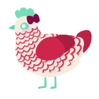A cream and crimson chicken with a lace pattern