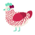 A cream and crimson chicken with a lace pattern