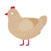 A beige chicken with a lace pattern