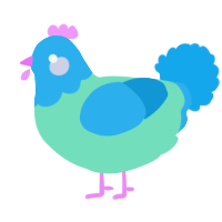 A mint and sky chicken with a head pattern