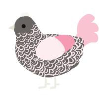 A grey and rose chicken with a double-lace pattern