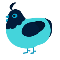 A aqua and tumblr chicken with a head pattern