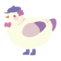 A white and lilac chicken with a neck-band pattern