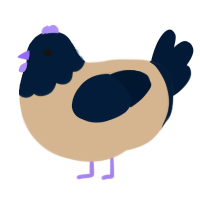 A beige and tumblr chicken with a head pattern