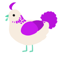 A cream and amethyst chicken with a neck-speckle pattern