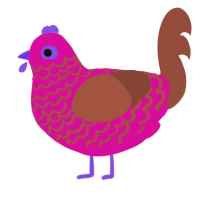A fuchsia and russet chicken with a lace pattern