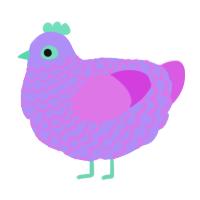 A lilac and orchid chicken with a lace pattern