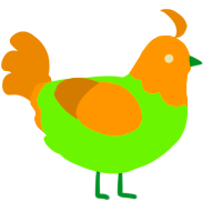 Pico, a grass and ochre chicken with a head pattern