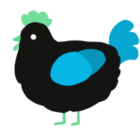 A black and cerulean chicken