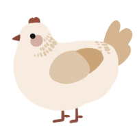 A cream and beige chicken with a neck-band pattern