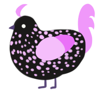 A sable and lavender chicken with a speckle pattern