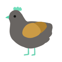 Slate, a grey and gold chicken