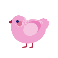 A pink chicken with a neck-speckle pattern