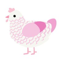 A white and pink chicken with a lace pattern