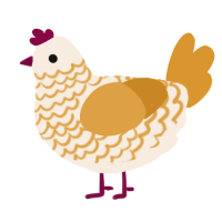 A cream and orange chicken with a lace pattern