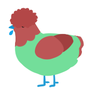 A spring and red chicken with a head pattern