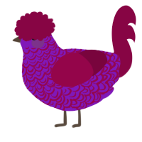 A violet and maroon chicken with a double-lace pattern
