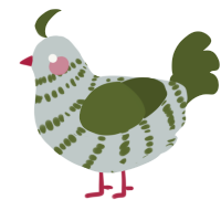 A silver and olive chicken with a bar pattern