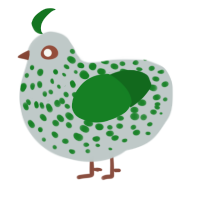 A silver and leaf chicken with a speckle pattern