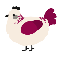 A cream and maroon chicken with a neck-band pattern