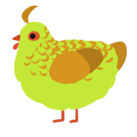 A lime and ochre chicken with a half-lace pattern