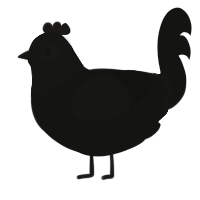 A black chicken with a head pattern