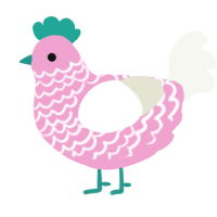 Anarchist Ice Cream, a pink and white chicken with a lace pattern