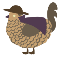 A beige and grey chicken with a lace pattern