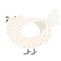 A cream and white chicken with a lace pattern