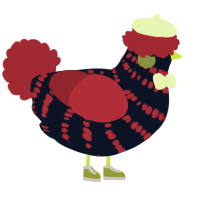 A tumblr and crimson chicken with a bar pattern