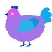 A orchid and sky chicken with a lace pattern