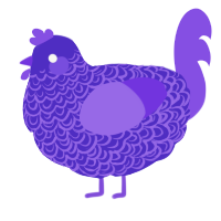 A indigo and blurple chicken with a double-lace pattern