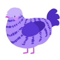 A lilac and indigo chicken with a bar pattern
