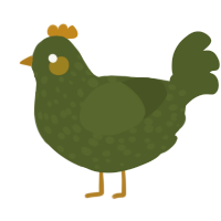 A olive chicken with a speckle pattern