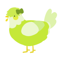 A lime and apple chicken with a head pattern