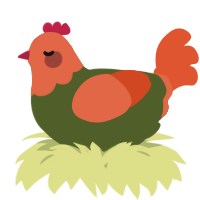 A olive and vermilion chicken with a head pattern
