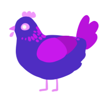 Jelly Belly, a indigo and amethyst chicken with a neck-speckle pattern