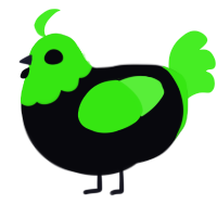 A white and amethyst chicken with a head pattern